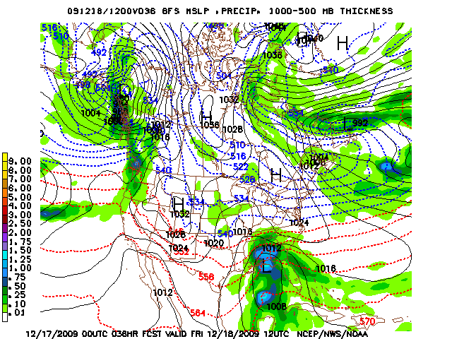 image of MSLP 1000 - 500mb