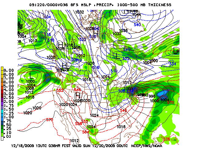 image of MSLP 1000 - 500mb