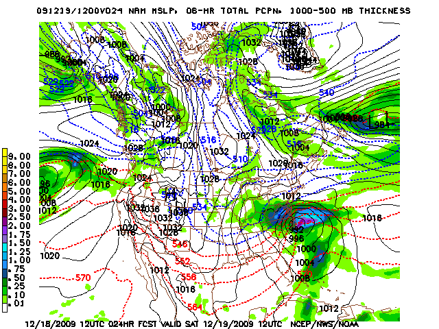 image of MSLP 1000 - 500mb