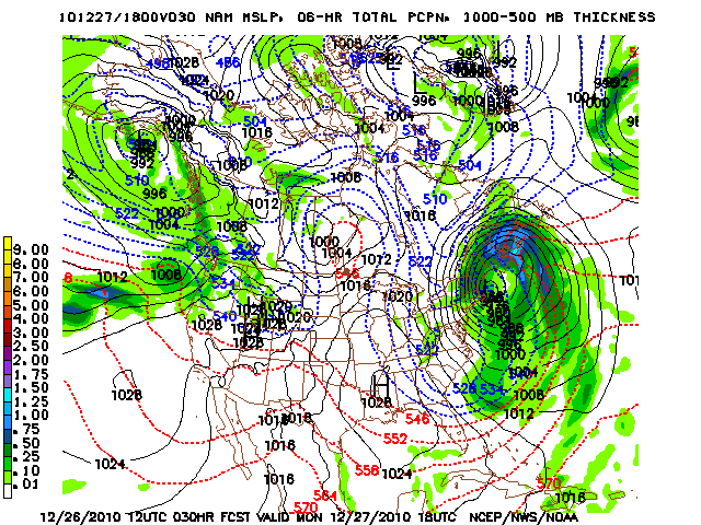 image of MSLP 1000 - 500mb
