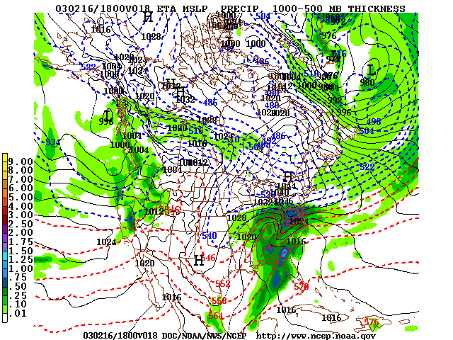 image of MSLP 1000 - 500mb