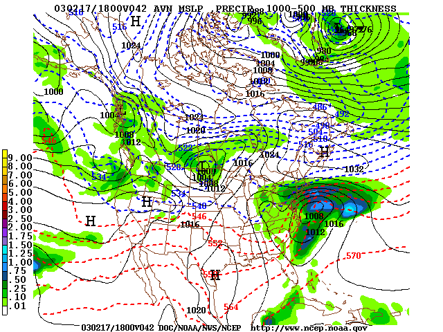 image of MSLP 1000 - 500mb