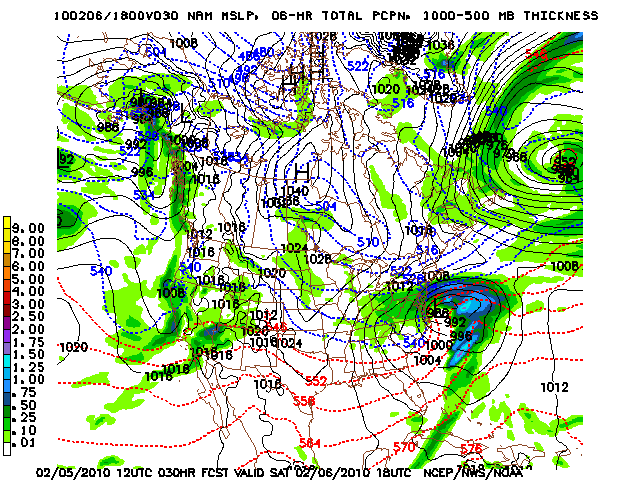 image of MSLP 1000 - 500mb