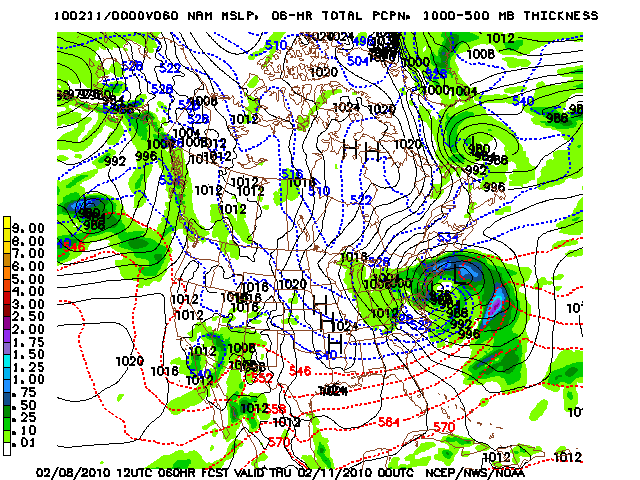 image of MSLP 1000 - 500mb