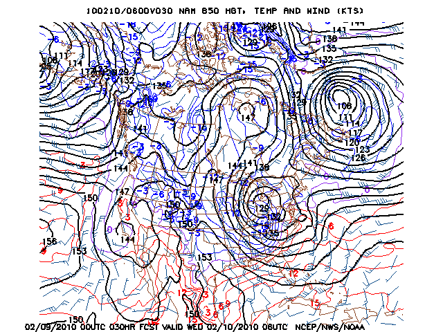 image of 850mb Temp, Ht