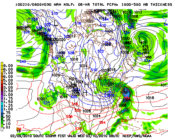 image of MSLP 1000 - 500mb